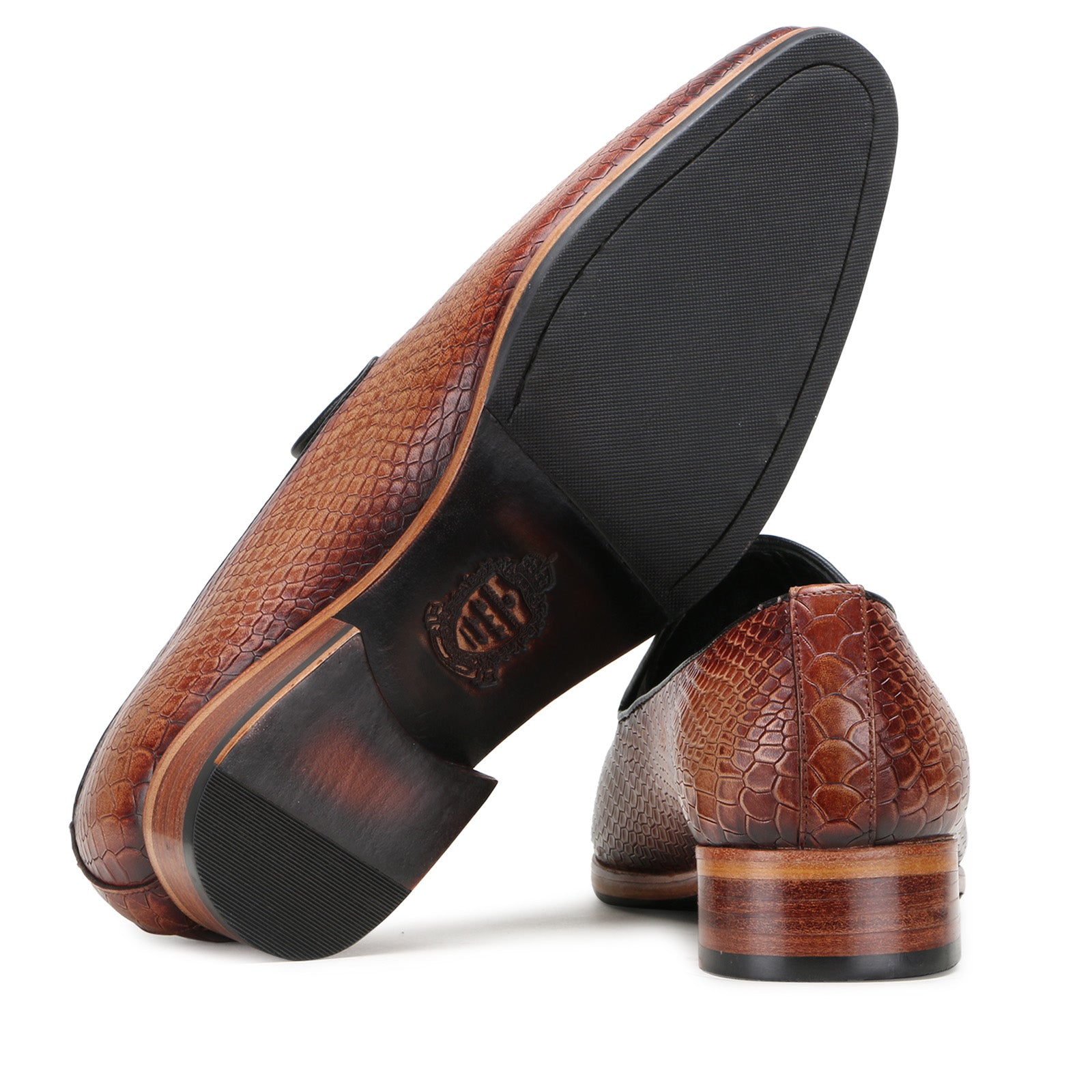 Escaro Royale Handmade Premium Loafer Shoes (Amos, Cognac)