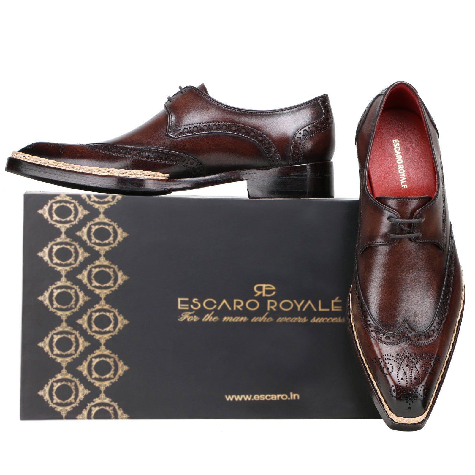 Escaro Royale Handmade Premium Derby Shoes (Gilardo, Brown)