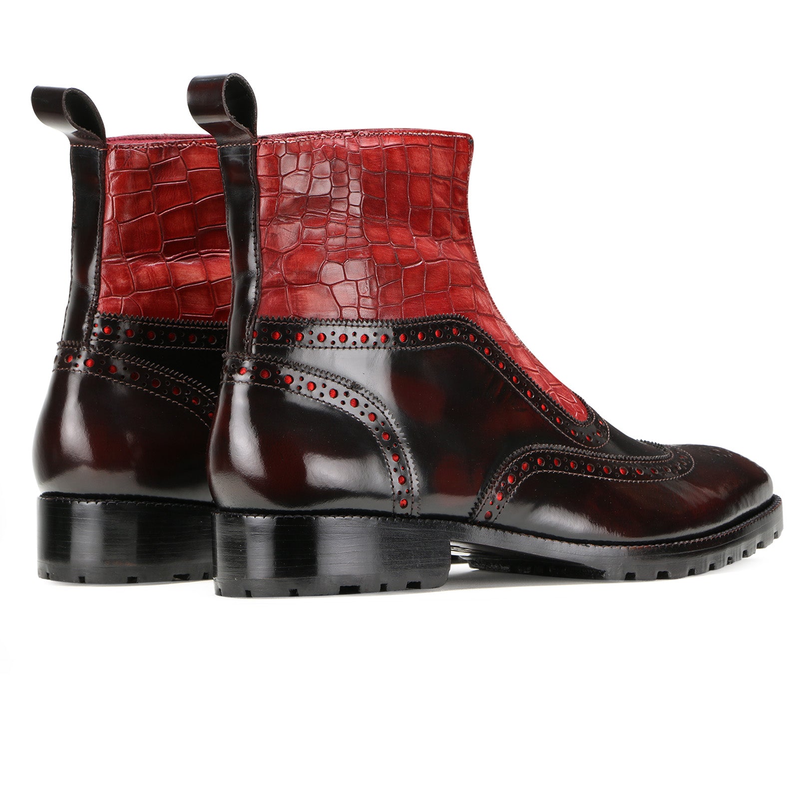 Ripper Black-Red Zipper Leather Boots