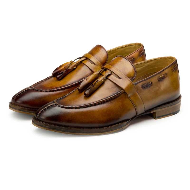 Tan Tassel Penny Loafers